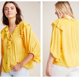 Anthropologie Haida Peasant Mango Ruffle Blouse
